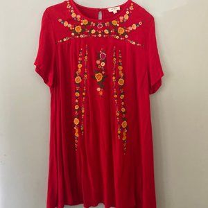 Umgee Women's Boho Chic Floral Embroidered Dress